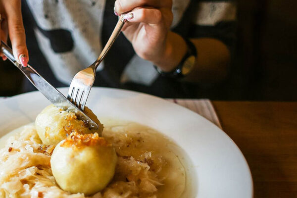 Potato dumplings stuffed with smoked